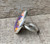 Large Teardrop Purple and Orange Dahlia Copper Turquoise Sterling Silver Ring 