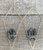 Aura Quartz Crystal Point Diamond Shaped Geometric Gold Statement Earrings 