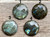 Edgy Large Round Faceted Gemstone Sterling Silver Square Wire Cuff Bracelet 