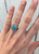 Sparkly Striped Blue Hexagon Faceted Amazonite Sterling Silver Ring with Sterling Silver Floral Ring Band 