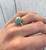 Sparkly Striped Blue Hexagon Faceted Amazonite Sterling Silver Ring with Sterling Silver Floral Ring Band 