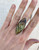 Super Flashy Golden Blue Green Flashy  Evil Eye Labradorite Ring Size 8.5-9