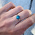 Elegant Minimalist Neon Bright Blue Apatite Sterling Silver Ring
