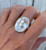 Luminescent Large Oval White Mother of Pearl Sterling Silver Ring