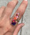 Edgy Dagger Dahlia Copper Turquoise Sterling Silver Ring