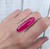 Hot Pink Long Oval Chalcedony Sterling Silver Ring