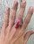 Bright Pink Copper Teardrop Dahlia Turquoise Sterling Silver Ring