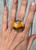 Large Round Orange Gray Black Bumblebee Jasper Sterling Silver Ring