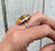 Round Orange Gray Black Bumblebee Jasper Sterling Silver Ring