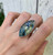 Rainbow Blue Striped Rainbow Evil Eye Sterling Silver Ring Size 7.75-8.25