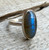 Elongated Oval Flashy Blue Labradorite Sterling Silver Ring of Protection