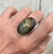 Large Oval Bright Rainbow Labradorite Scarab Sterling Silver Statement Ring 8.25-8.75