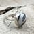 Round Black and White Zebra Jasper Sterling Silver Solitaire Ring