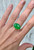 Horizontal Elegant Oval Bright Green Chrysoprase Sterling Silver Ring