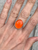 Rare Large Oval Chinese Orange Jadeite Sterling Silver Ring Size Size 7.75-8.75