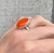Oval Chinese Orange Jadeite Sterling Silver Ring Size 6-6.5