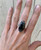 Large Oval Black and White Banded Agate Sterling Silver Ring