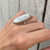 Large Oval  Dendrite Opal Sterling Silver Ring in Crown Setting 
