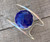 Edgy Large Round Faceted Lapis Lazuli Sterling Silver Square Wire Cuff Bracelet 