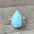 Sea and Sky Pear Shaped Larimar Sterling Silver Ring with Serrated Setting