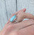Sea and Sky Pear Shaped Larimar Sterling Silver Ring with Serrated Setting