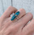 Elegant Oval Blue Copper Turquoise Sterling Silver Ring