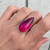 One of a Kind Teardrop or Pear Shaped Pink Agate Sterling Silver Ring