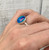 Elegant Round Navy Blue Aurora Opal Doublet Sterling Silver Ring