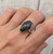 Edgy Shield Shaped Faceted Labradorite Sterling Silver Ring