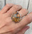 Medium Round Orange Gray Picasso Jasper Sterling Silver Ring 