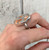 Large Round Orange Gray Picasso Jasper Sterling Silver Ring Size 8