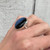 Stunning Edgy Black and Blue Inner Druzy Agate Sterling Silver Ring 