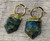 Labradorite Shield Gold Electroplated Statement Earrings