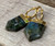 Labradorite Shield Gold Electroplated Statement Earrings