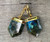 Labradorite Shield Gold Electroplated Statement Earrings