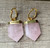 Rose Quartz Shield Gold Electroplated Statement Earrings