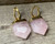 Rose Quartz Shield Gold Electroplated Statement Earrings