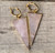 Large Triangle Pink Rose Quartz Gold Plated Statement Earrings 