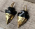 Gold Dipped Black Obsidian Arrowhead Gold Earrings