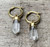 Clear Quartz Crystal Point Earrings with Gold Hoops
