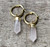 Pink Rose Quartz Crystal Point Earrings with Gold Hoops