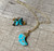 Jewelry Set of Turquoise Half Moon 14 Karat Gold Electroplated Stud Earrings and Necklace