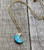 Jewelry Set of Turquoise Half Moon 14 Karat Gold Electroplated Stud Earrings and Necklace