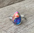 Pear Shaped Dahlia Copper Turquoise Sterling Silver Ring