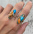 Medium Oval Spiny Oyster Copper Turquoise Sterling Silver Ring