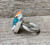 Elegant Cushion Cut Spiny Oyster Copper Turquoise Sterling Silver Ring