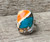 Elegant Cushion Cut Spiny Oyster Copper Turquoise Sterling Silver Ring