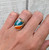 Elegant Cushion Cut Spiny Oyster Copper Turquoise Sterling Silver Ring
