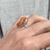 Large Oval White Orange Copper Spiny Oyster Turquoise Ring 