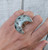 Large Half Moon Crescent Gemstone Sterling Silver Ring 